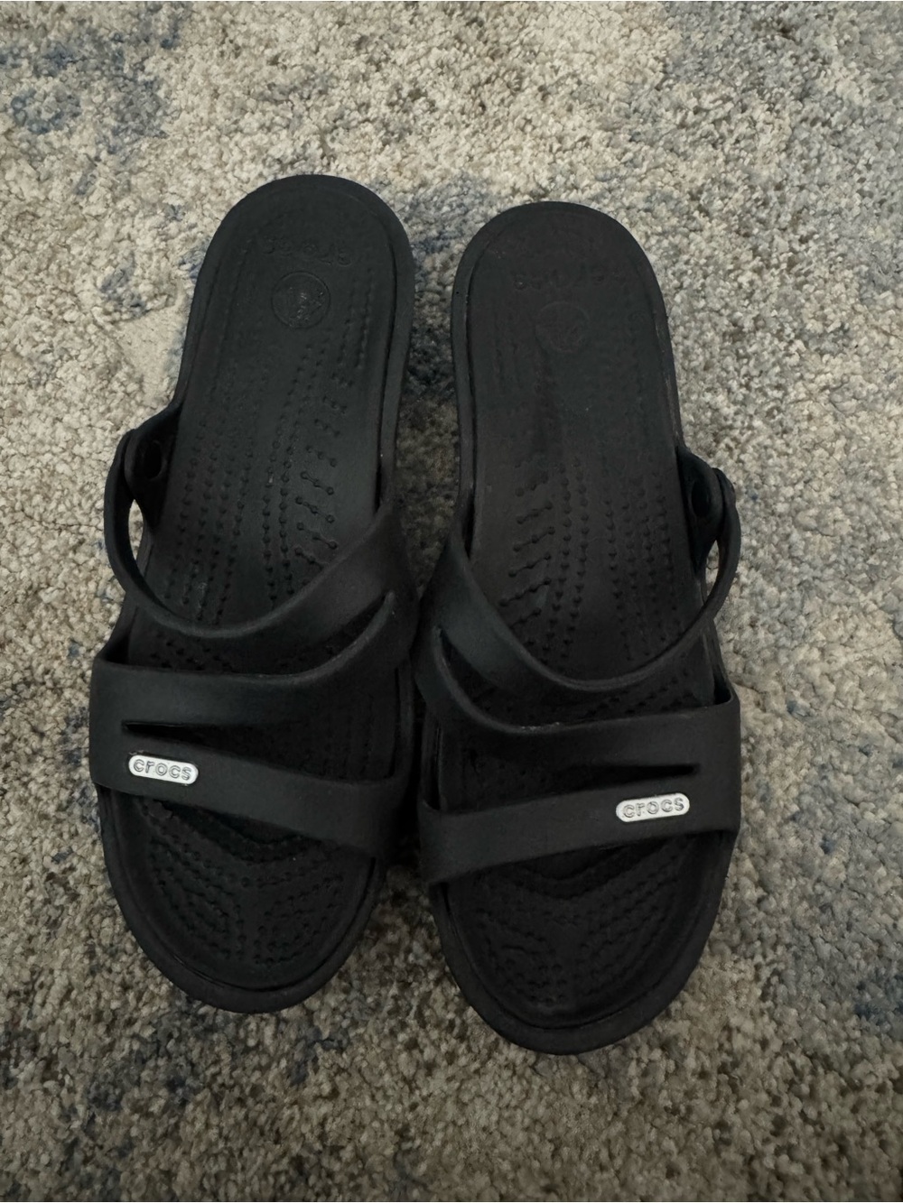 CROCS Women's Black Dual-Strap Slide Sandals with Backstrap